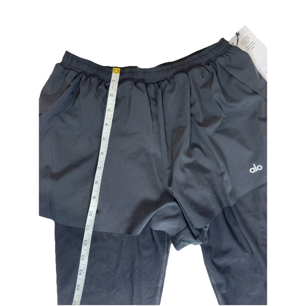 Alo Yoga Mesh Front Runner 2 in 1 Capri Leggings Shorts Black S NWT - Picture 8 of 11